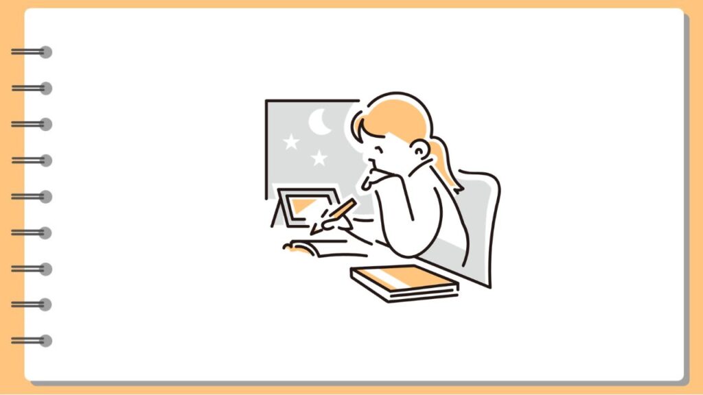 調べものをする女性のイラスト