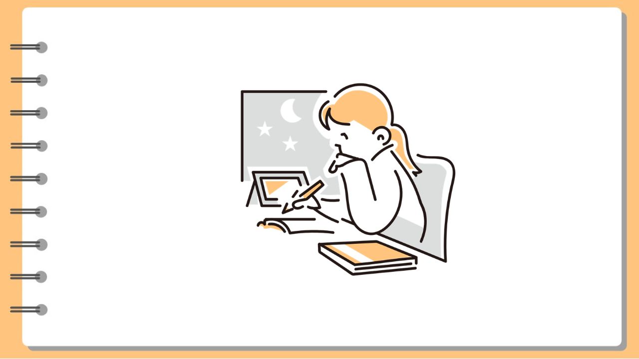 調べものをする女性のイラスト